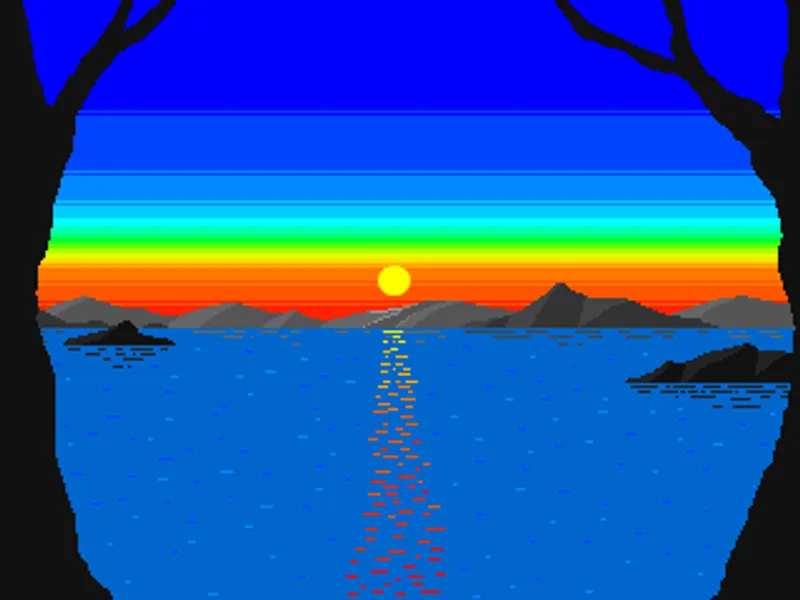 image of the Pixel graphic Lake Sunset by Razdee